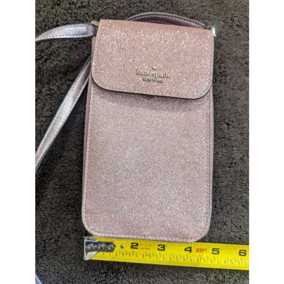 Kate Spade Lola North South Flap Phone Crossbody Bag Pink Glitter - Picture 3 of 16